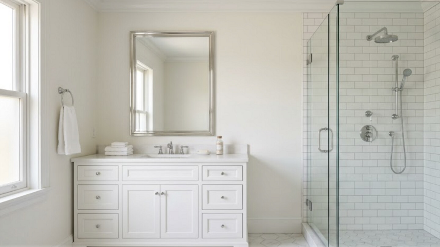 The Classic — white subway tile bathroom with chrome fixtures